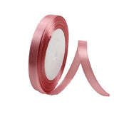 10mm Width Satin Hair Ribbon Wedding Party Decoration Gift Banquet 5m - Rose Red