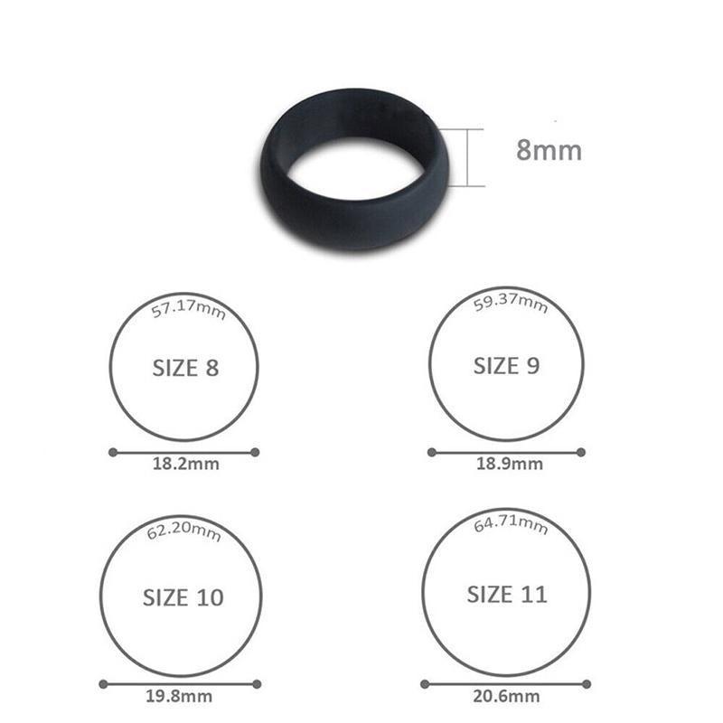 Men's Jewellery: Silicone Rubber Ring Bands 3Pcs - 10