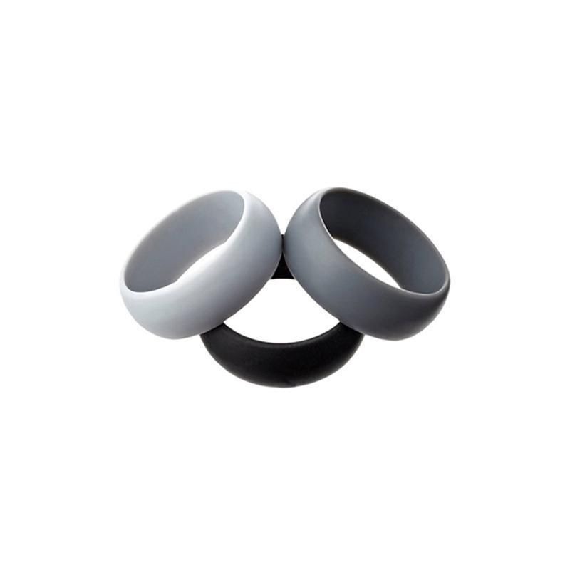 Men's Jewellery: Silicone Rubber Ring Bands 3Pcs - 10