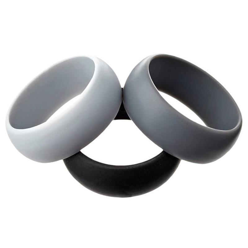 Men's Jewellery: Silicone Rubber Ring Bands 3Pcs - 10
