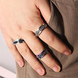 Men's Jewellery: Spinner Rings Mens Womens Fidget Rotating Ring Silver Stainless Steel Size 12 - Black
