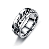 Men's Jewellery: Spinner Rings Mens Womens Fidget Rotating Ring Silver Stainless Steel Size 12 - Black