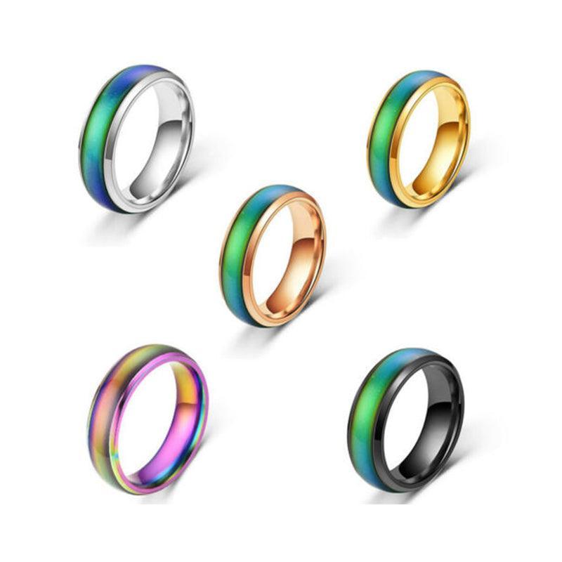 Men's Jewellery: Mood Colour Changing Temperature Ring for Emotional Expression US Size 12 - Colourful