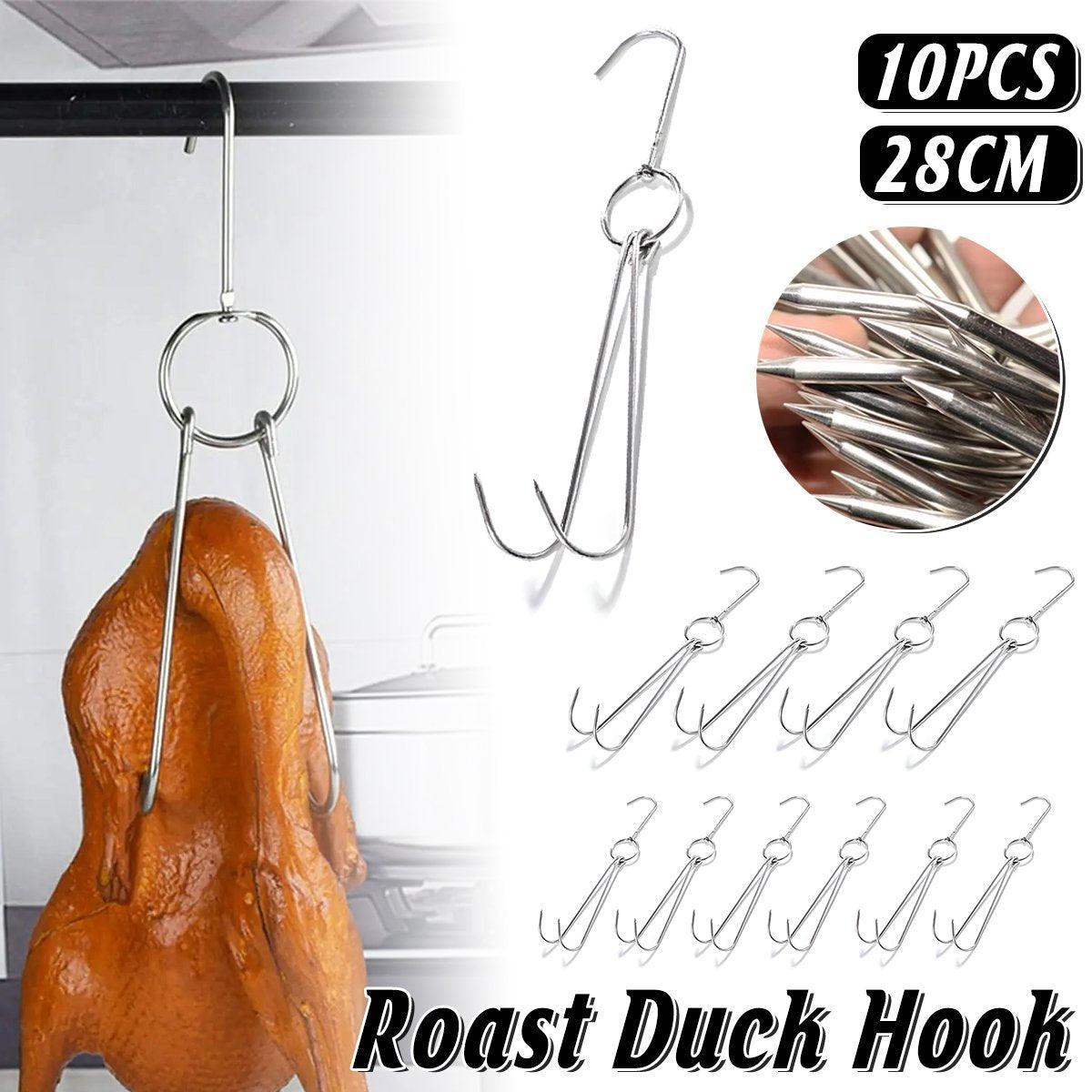 Kitchen Utensils: 10PCS Stainless Steel Roast Duck Hooks Duty Double Hooks for Chicken Meat Goose