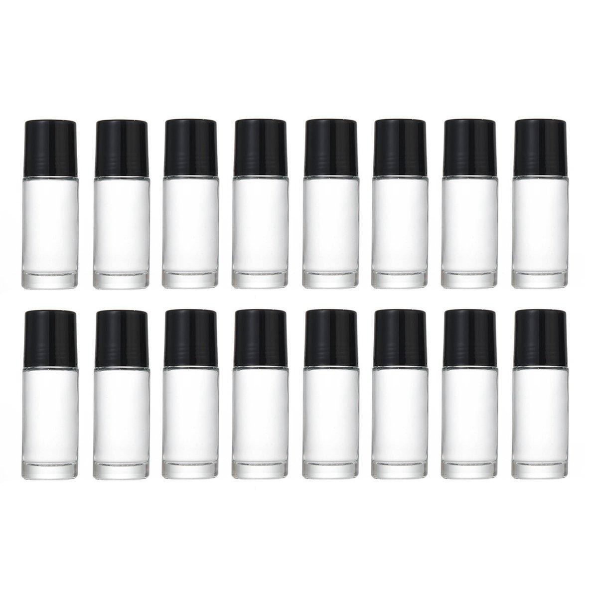 Cosmetic & Toiletry Bags: 16X Clear Glass Roll On Bottle 30ml Extra Large Roller Ball Perfume Oil Underarm