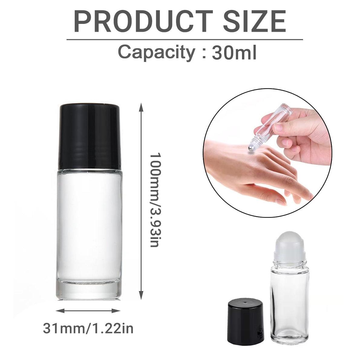 Cosmetic & Toiletry Bags: 16X Clear Glass Roll On Bottle 30ml Extra Large Roller Ball Perfume Oil Underarm