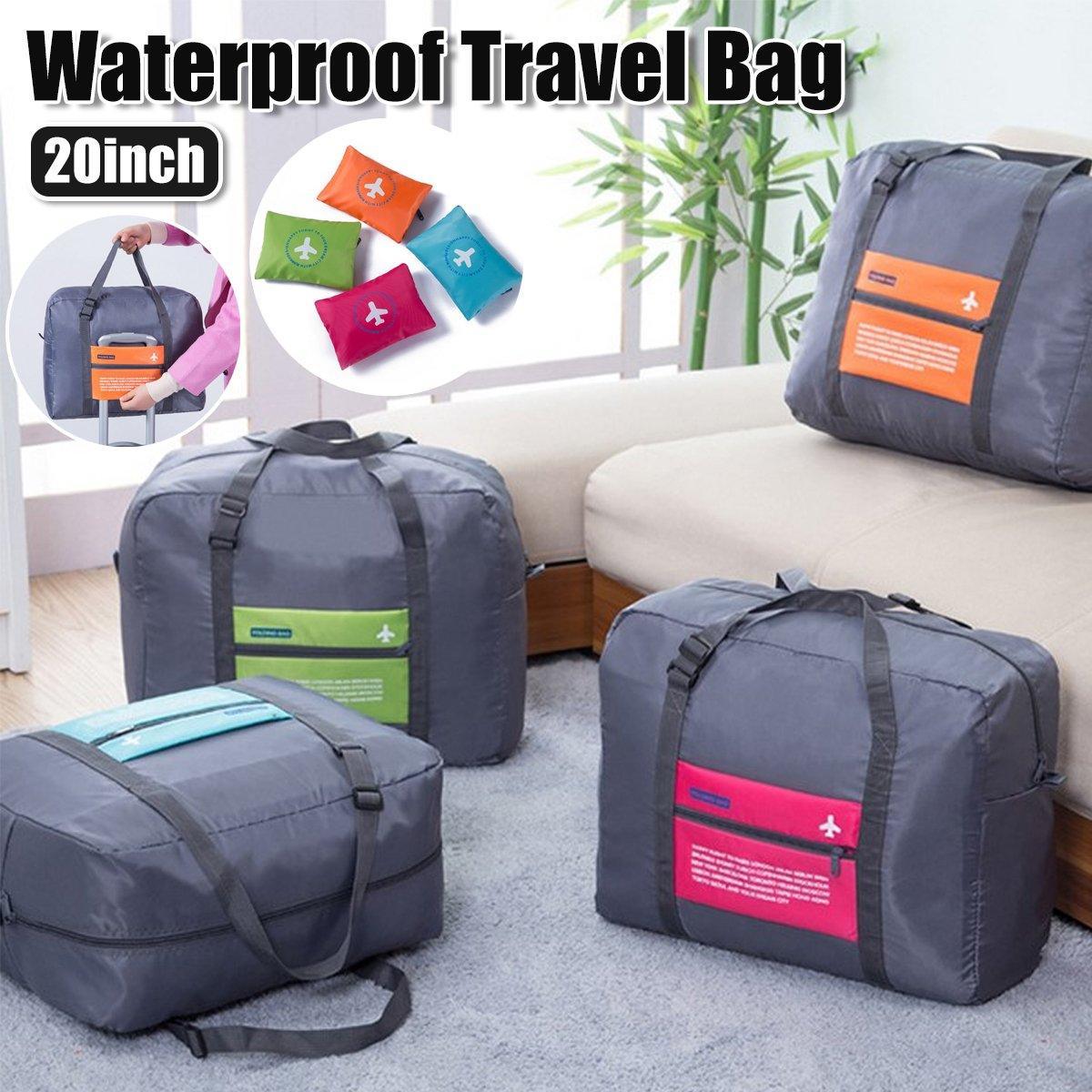 Filing & Organisation: Nylon Waterproof Collapsible Travel Bag Large Suitcase Clothing Organizer - Orange