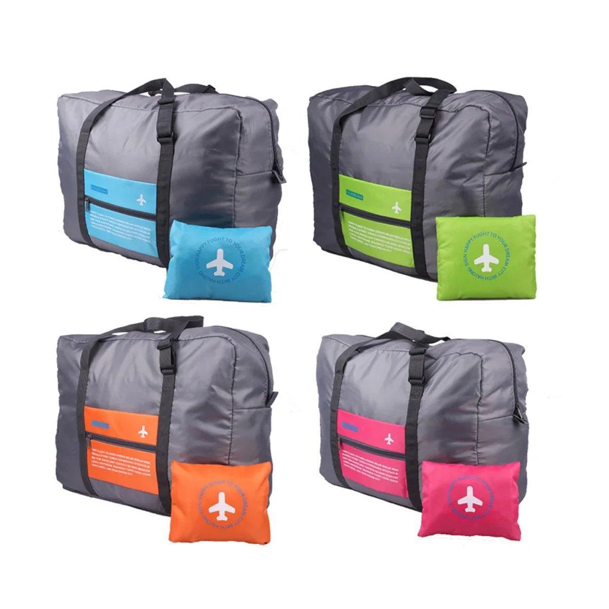 Filing & Organisation: Nylon Waterproof Collapsible Travel Bag Large Suitcase Clothing Organizer - Orange