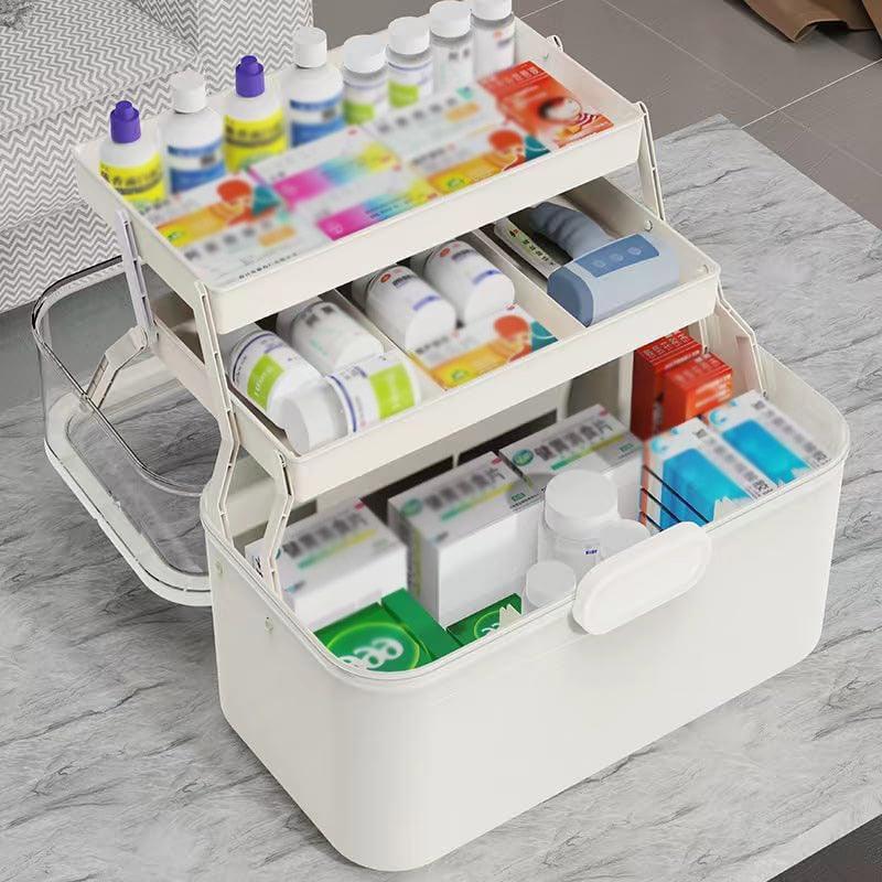 First Aid Kits: Large Capacity 3 Layer Medicine Box Family Medical Storage Case First Aid Supply