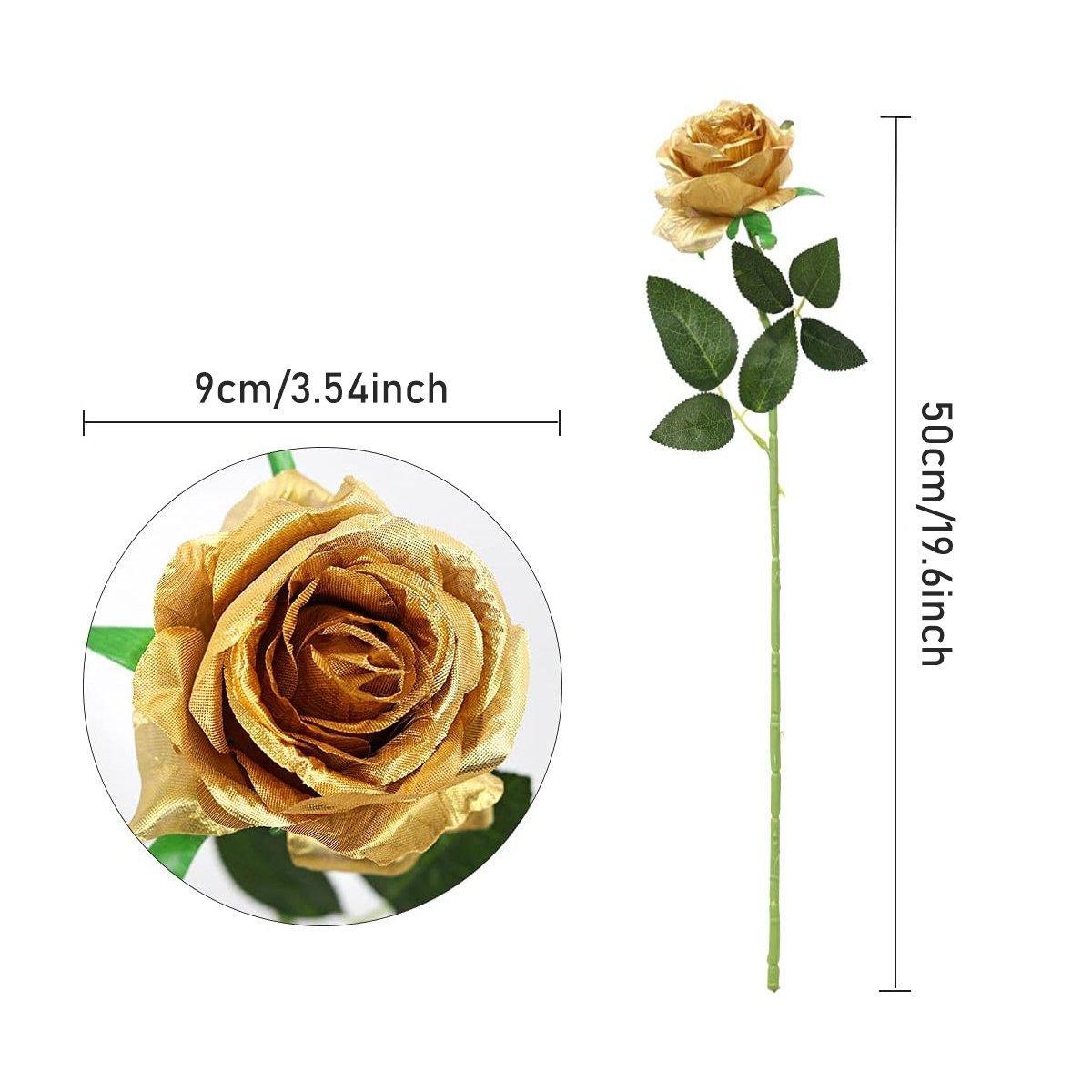 Artificial Flowers & Plants: 10pcs Artificial Silk Simulation Rose Flowers - Wedding Party Home Decorations - Gold