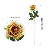 10pcs Artificial Silk Simulation Rose Flowers - Wedding Party Home Decorations - Gold