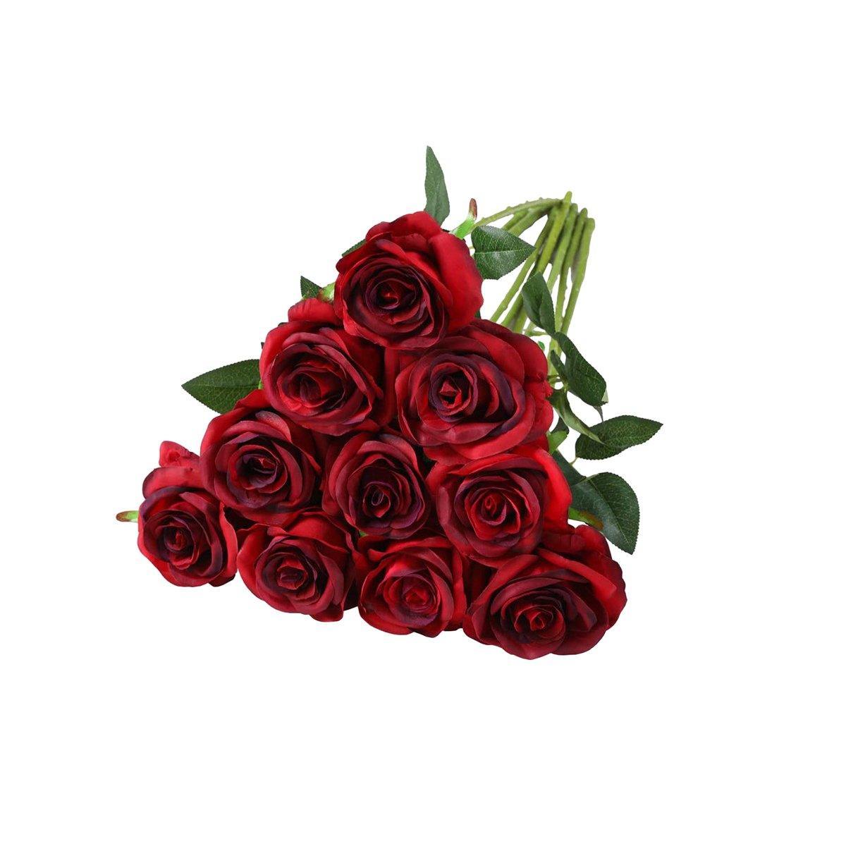 Artificial Flowers & Plants: 10pcs Artificial Silk Simulation Rose Flowers - Wedding Party Home Decorations - Gold