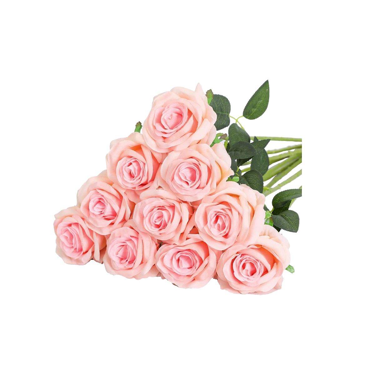 10pcs Artificial Silk Simulation Rose Flowers - Wedding Party Home Decorations - Purple