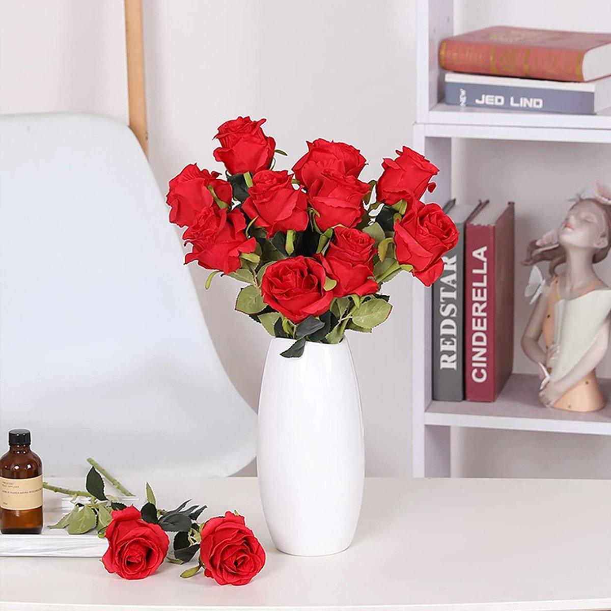 10pcs Artificial Silk Simulation Rose Flowers - Wedding Party Home Decorations - Silver