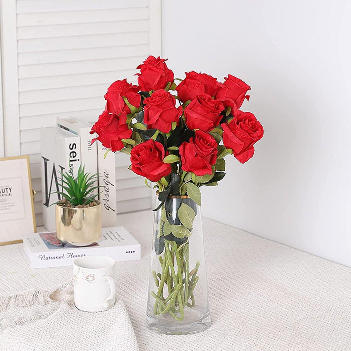 10pcs Artificial Silk Simulation Rose Flowers - Wedding Party Home Decorations - Silver