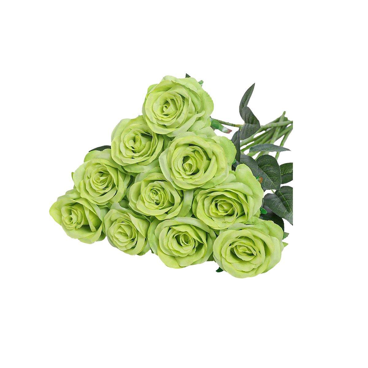 10pcs Artificial Silk Simulation Rose Flowers - Wedding Party Home Decorations - White