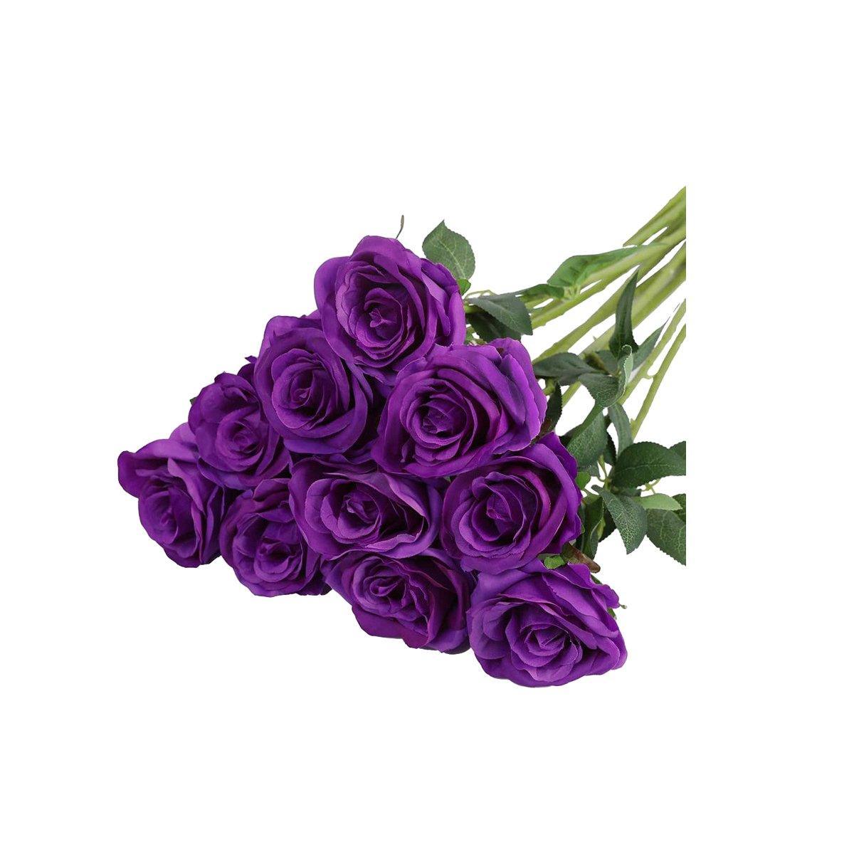 10pcs Artificial Silk Simulation Rose Flowers - Wedding Party Home Decorations - White