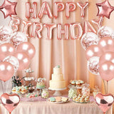 Party Supplies: Rose Gold Birthday Balloon Party Decoration Set with Confetti Latex Foil Curtain