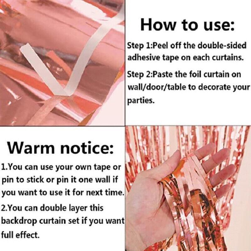 Party Supplies: Rose Gold Birthday Balloon Party Decoration Set with Confetti Latex Foil Curtain