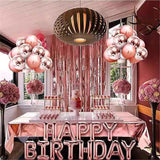 Party Supplies: Rose Gold Birthday Balloon Party Decoration Set with Confetti Latex Foil Curtain