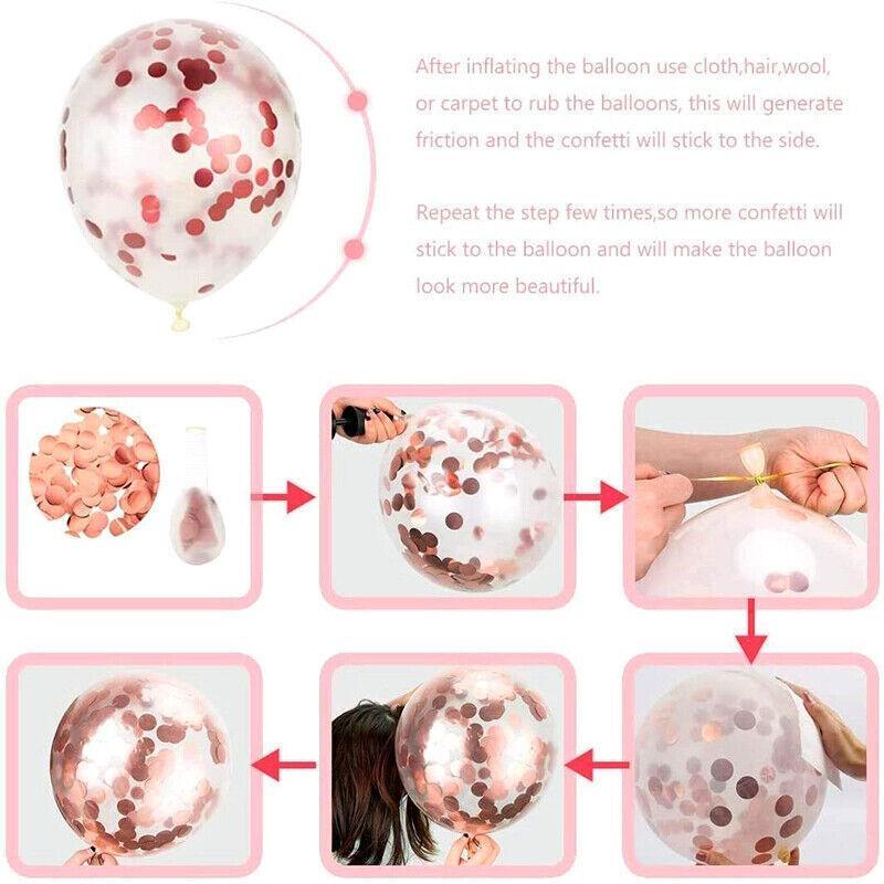 Party Supplies: Rose Gold Birthday Balloon Party Decoration Set with Confetti Latex Foil Curtain