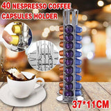 Coffee Machines & Accessories: 40 Capsules Rotating Coffee Pod Holder Rack for Nespresso Chrome Countertop Stand