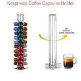 Coffee Machines & Accessories: 40 Capsules Rotating Coffee Pod Holder Rack for Nespresso Chrome Countertop Stand