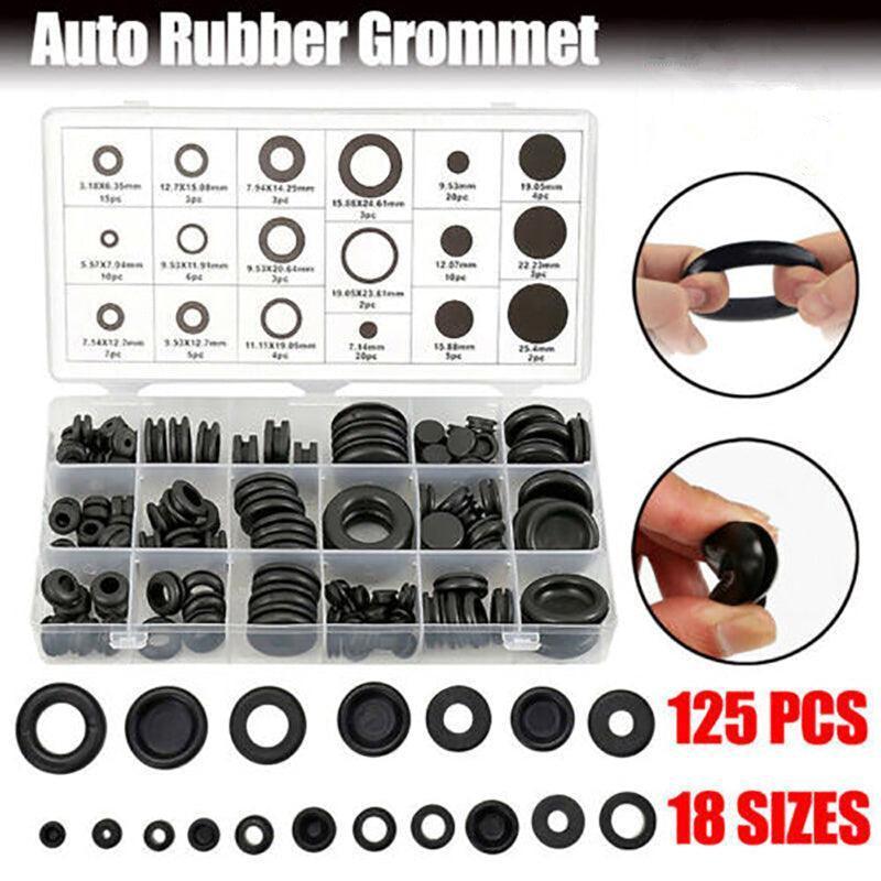 Hardware Hooks: 125Pcs Rubber Grommet Set-Assorted Fastener Kit 18 Popular Sizes