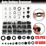 125Pcs Rubber Grommet Set-Assorted Fastener Kit 18 Popular Sizes