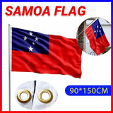Outdoor Decorations & Lights: Samoa National Flag 90x150cm Large Outdoor Polyester Banner with Grommets