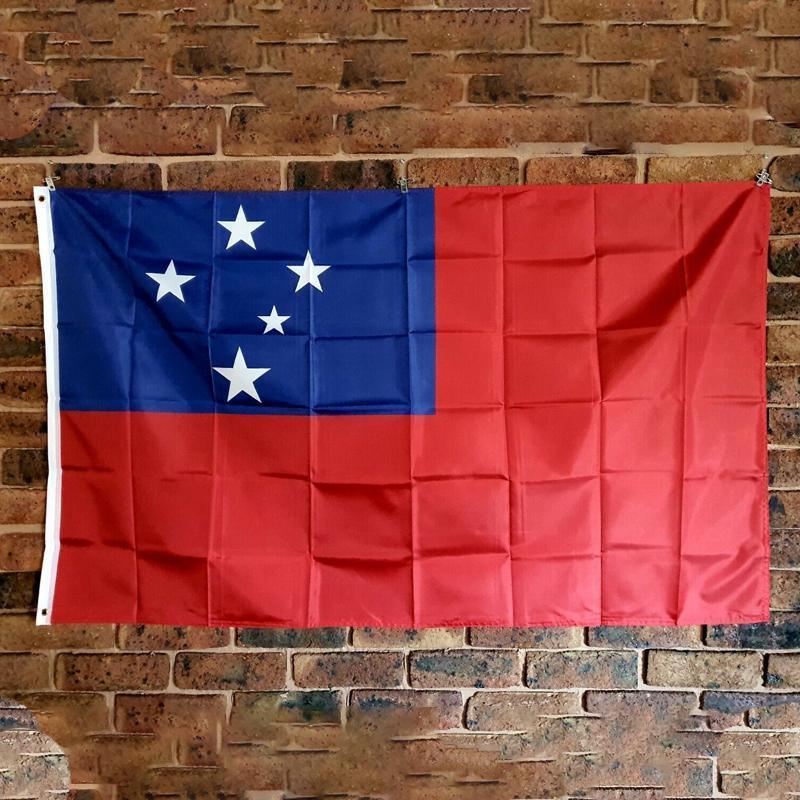 Outdoor Decorations & Lights: Samoa National Flag 90x150cm Large Outdoor Polyester Banner with Grommets