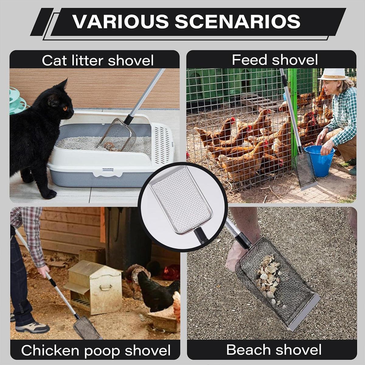 Commercial Cleaning Equipment: 2pcs Long Handle Pet Litter Scoop Climbing Chicken Beach Scoop for Cats Dogs