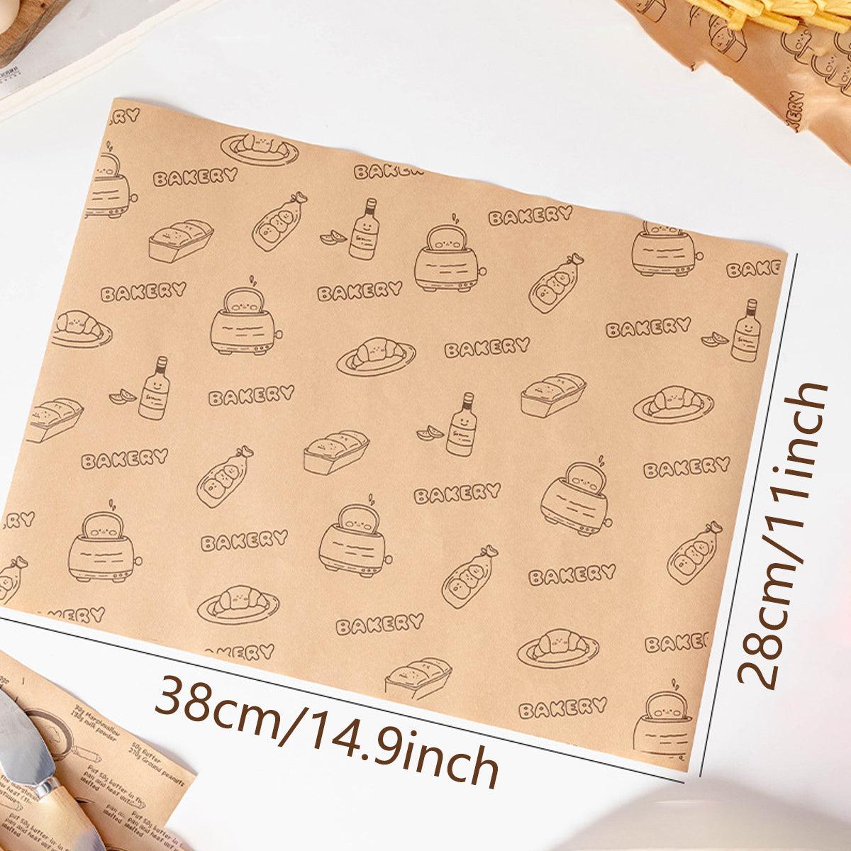 Disposable Plates: 100pcs Sandwich Wrappers Oil Blotting Coated Paper Air Fryer Baking Parchment - Newspaper + Lemon Bear (Mixed)