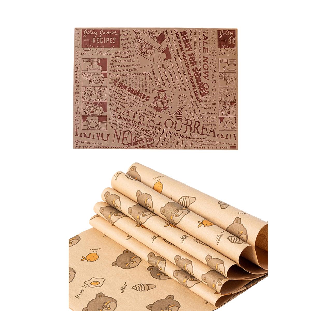 Disposable Plates: 100pcs Sandwich Wrappers Oil Blotting Coated Paper Air Fryer Baking Parchment - Pink Strawberry