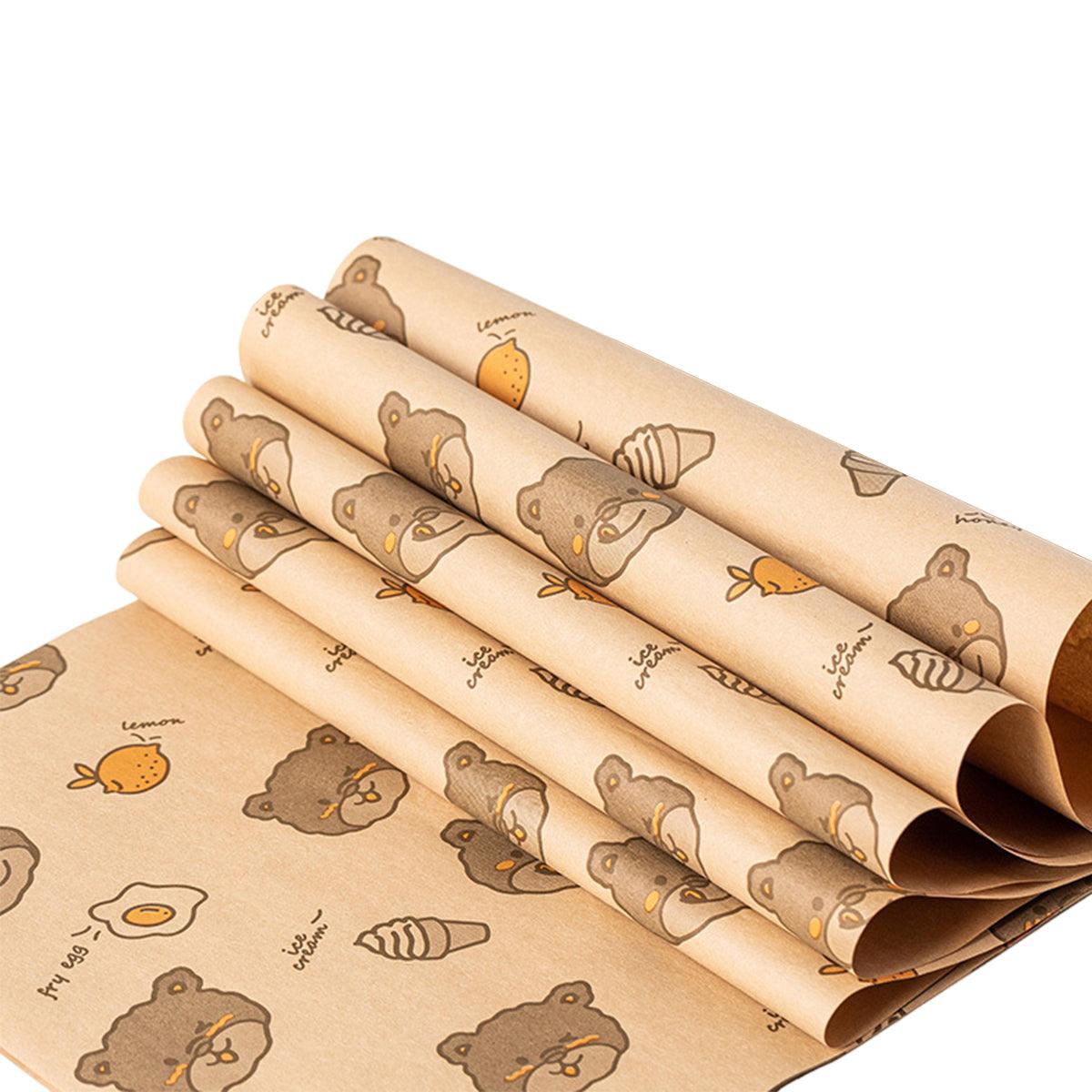 100pcs Sandwich Wrappers Oil Blotting Coated Paper Air Fryer Baking Parchment - Lemon Bear