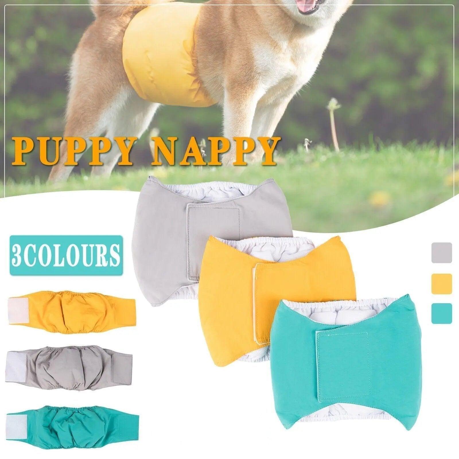 Dog Apparel: S Male Dog Puppy Nappy Diaper Belly Wrap Band Sanitary Pants Underpants - Yellow