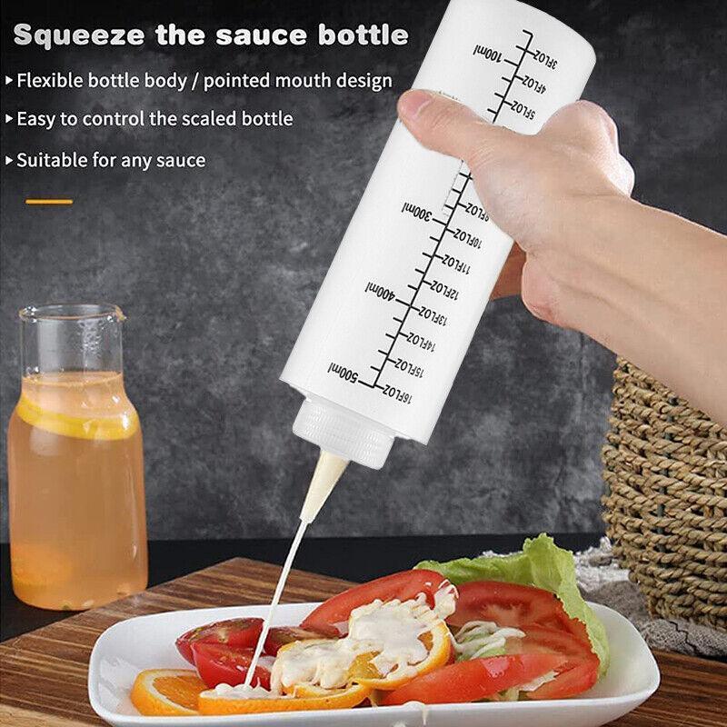 Kitchen Utensils: Squeeze Condiment Dispenser Bottles 250ml 500ml Sauce Craft Use Set of 6 - 250ML