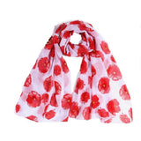 Women's Accessories: Women Ladies Poppy Print Floral Scarf Remembrance Day Poppies Scarves Wrap Shawl - Royal Blue