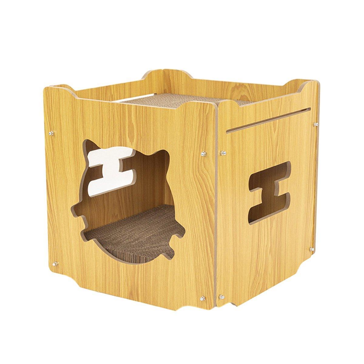 Cat Scratchers: Durable Cat Scratcher Lounge Corrugated Scratching Wood Board - Square
