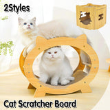 Cat Scratchers: Durable Cat Scratcher Lounge Corrugated Scratching Wood Board - Oval