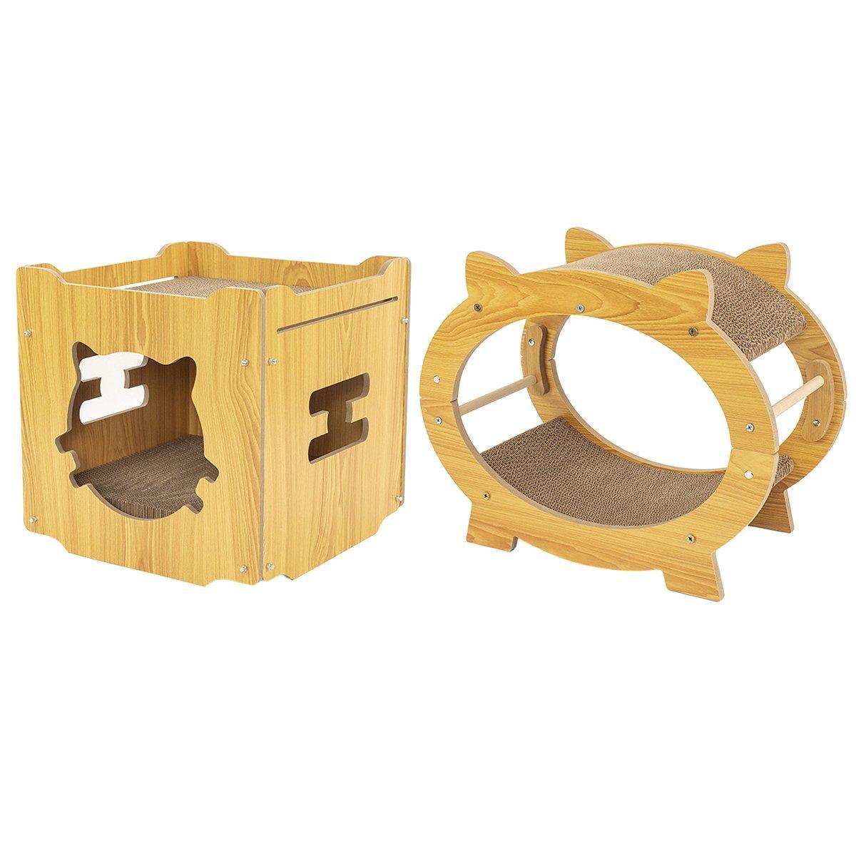 Cat Scratchers: Durable Cat Scratcher Lounge Corrugated Scratching Wood Board - Oval