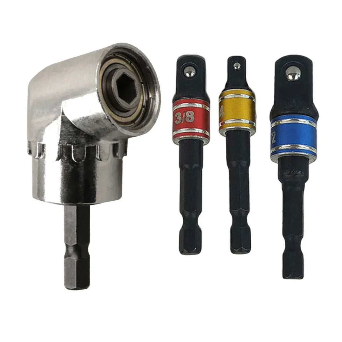 Socket Adapter Set Hex Shank to 1/4in 3/8in 1/2in Impact Driver Drill 3pcs - Black