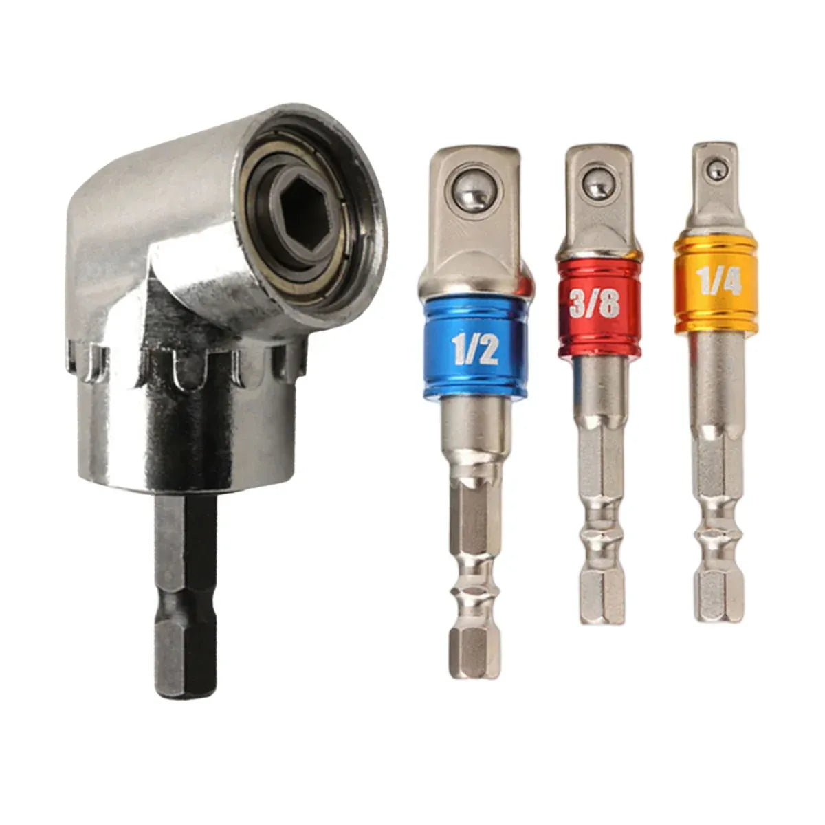 Socket Adapter Set Hex Shank to 1/4in 3/8in 1/2in Impact Driver Drill 3pcs - White