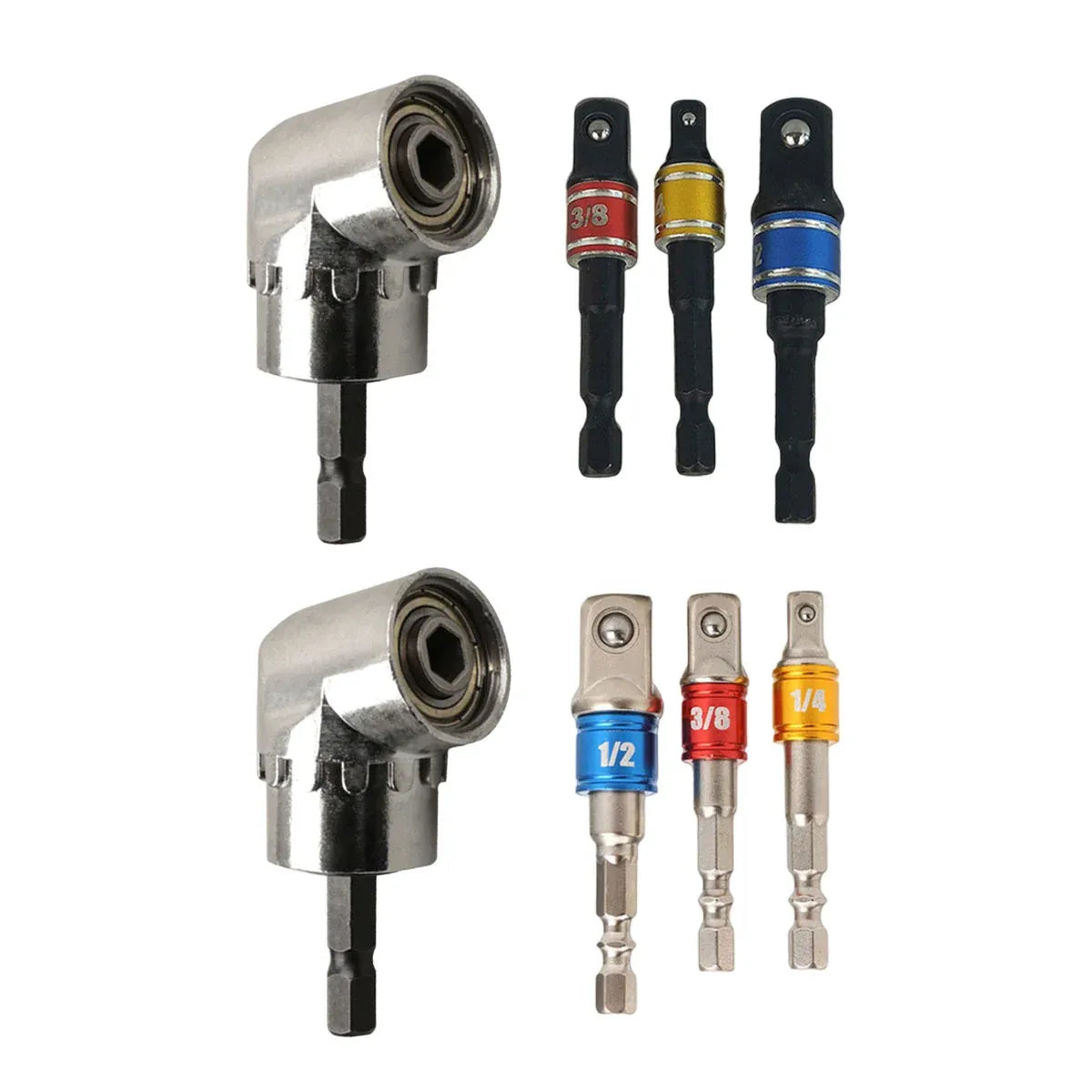 Socket Adapter Set Hex Shank to 1/4in 3/8in 1/2in Impact Driver Drill 3pcs - White