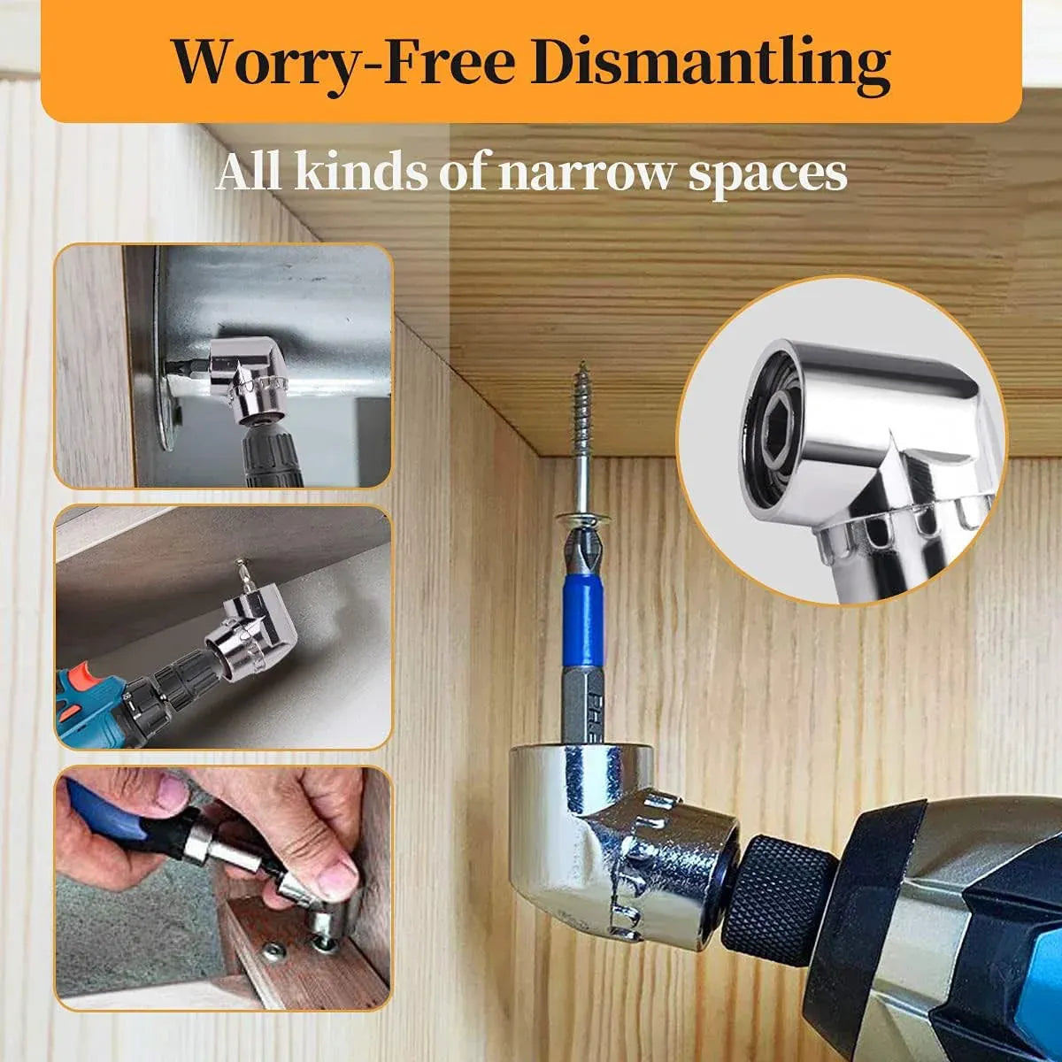 Socket Adapter Set Hex Shank to 1/4in 3/8in 1/2in Impact Driver Drill 3pcs - White