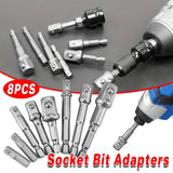 8pcs Hex Shank Socket Adapter Set 1/4 3/8 1/2 Inch Impact Driver Drill Bits