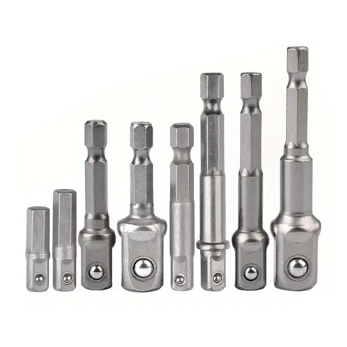 Screwdrivers: 8pcs Hex Shank Socket Adapter Set 1/4 3/8 1/2 Inch Impact Driver Drill Bits