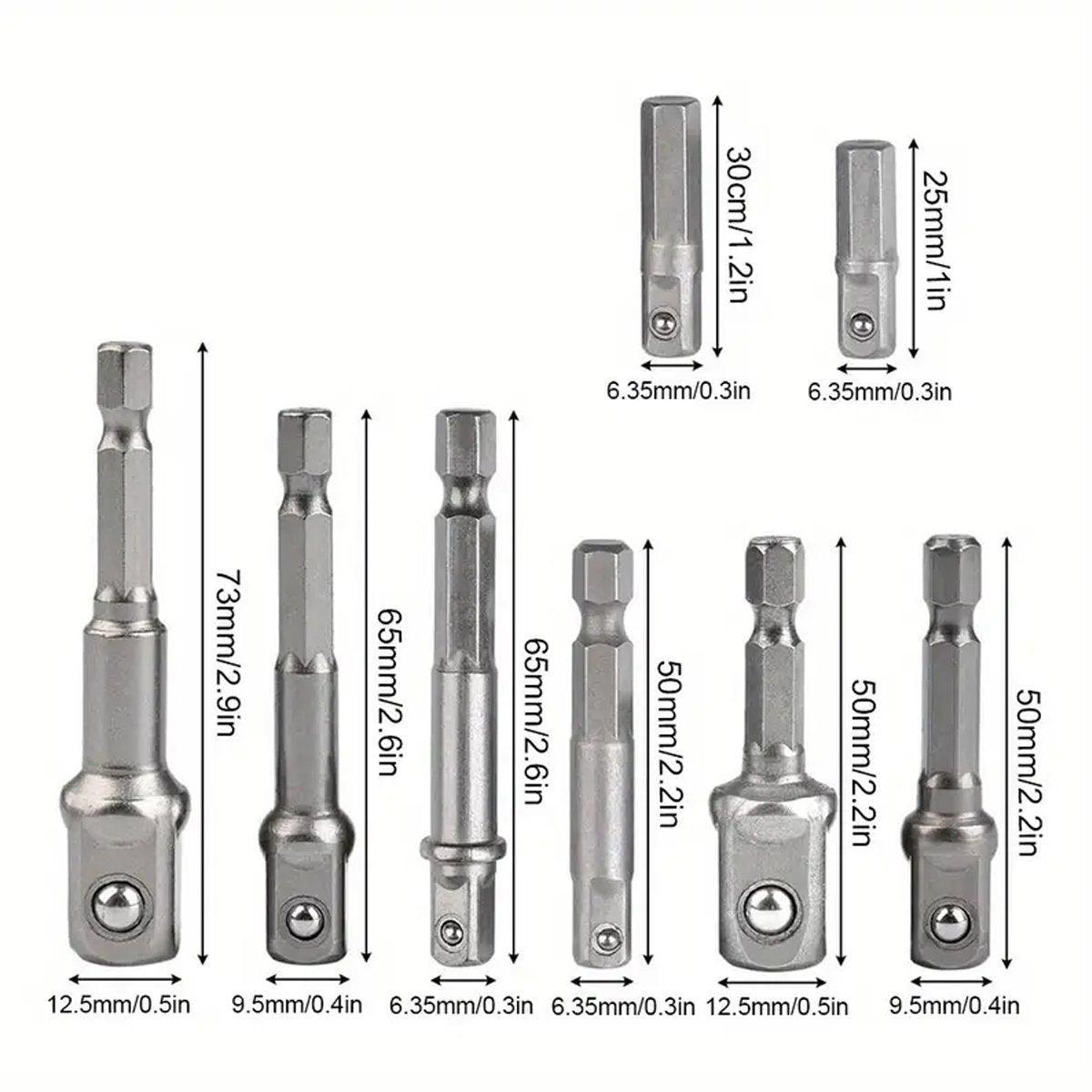Screwdrivers: 8pcs Hex Shank Socket Adapter Set 1/4 3/8 1/2 Inch Impact Driver Drill Bits