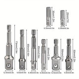 8pcs Hex Shank Socket Adapter Set 1/4 3/8 1/2 Inch Impact Driver Drill Bits