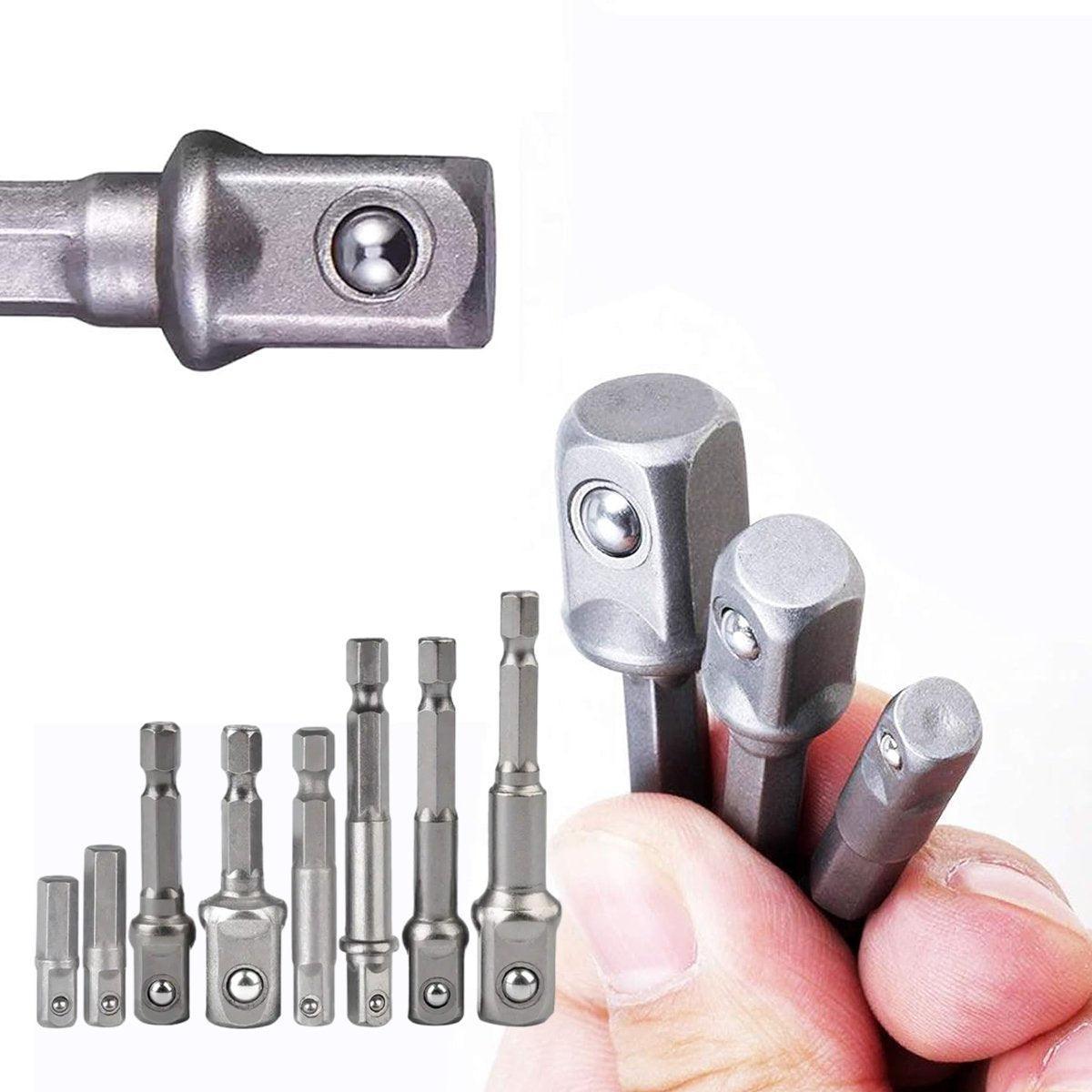 Screwdrivers: 8pcs Hex Shank Socket Adapter Set 1/4 3/8 1/2 Inch Impact Driver Drill Bits